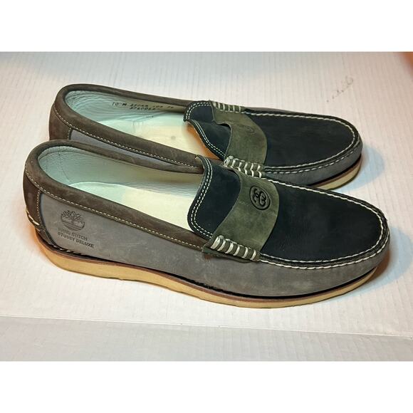 Stussy Deluxe x Timberland Wedge Loafer Shoe Men's 10 Vibram Sole Gray Black - Picture 2 of 12